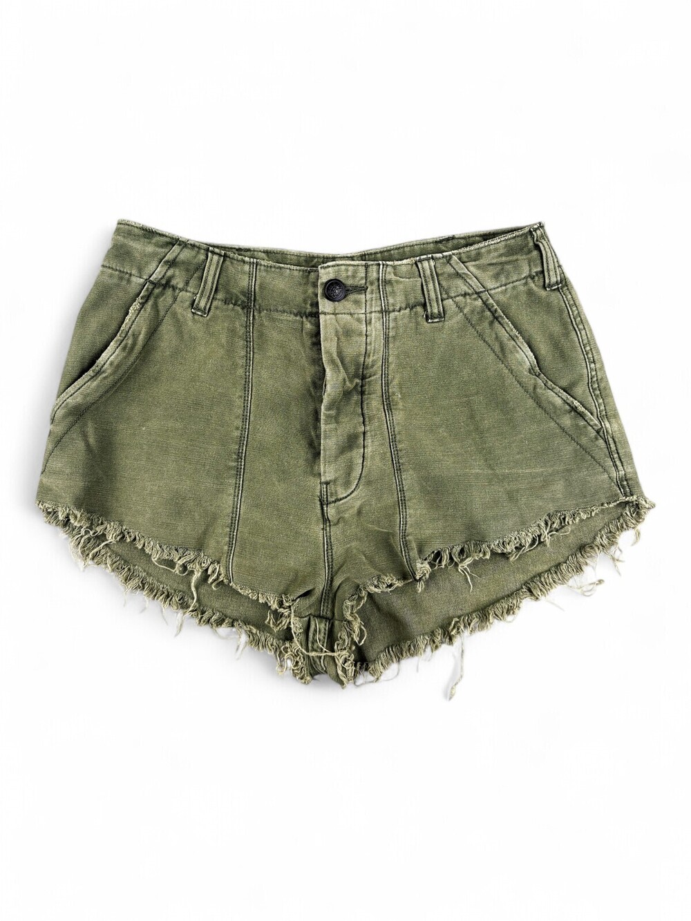 Free People Olive Frayed Hem Cutoff Shorts Size 6